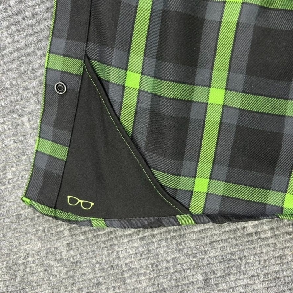 Dixxon Flannel Co Lime Green Black Plaid Button Down Shirt Womens Small Workwear - Picture 9 of 16